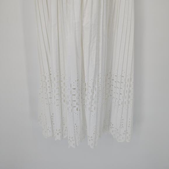 Gianni Bini White Eyelet Lace Pleated Midi Dress Peplum NWT Size 0 Bridal - Picture 16 of 16